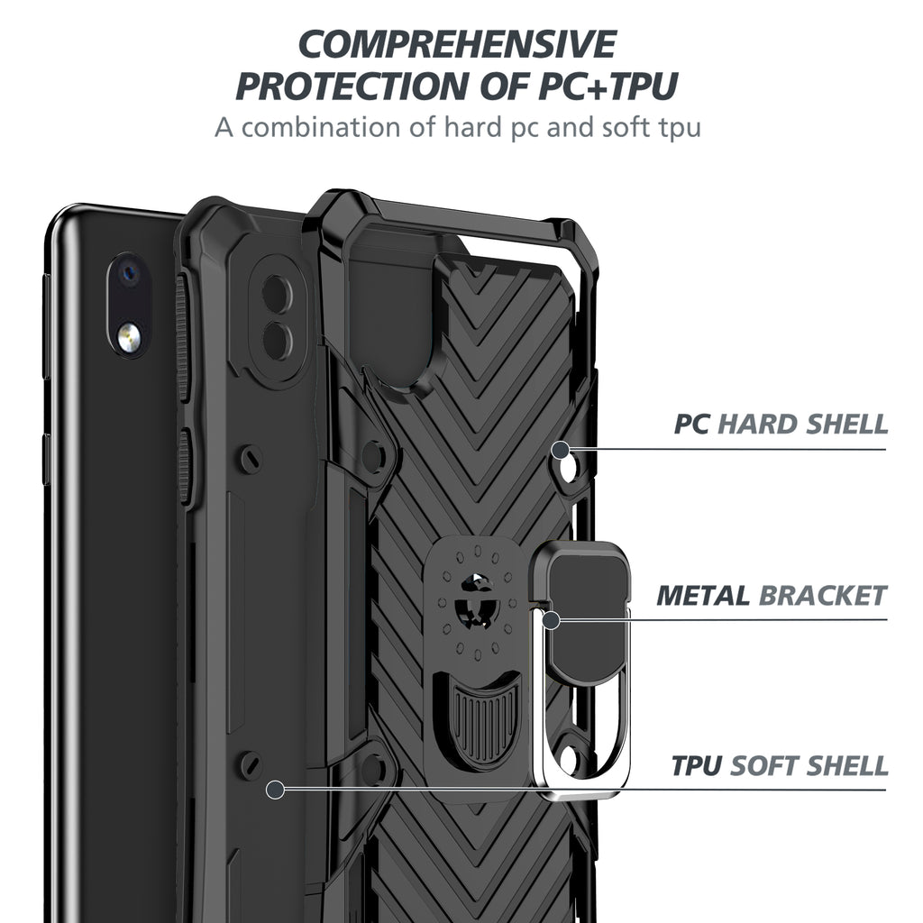 Samsung Galaxy A01 Core Rugged Tough Case Shockproof Hybrid Cover BLACK