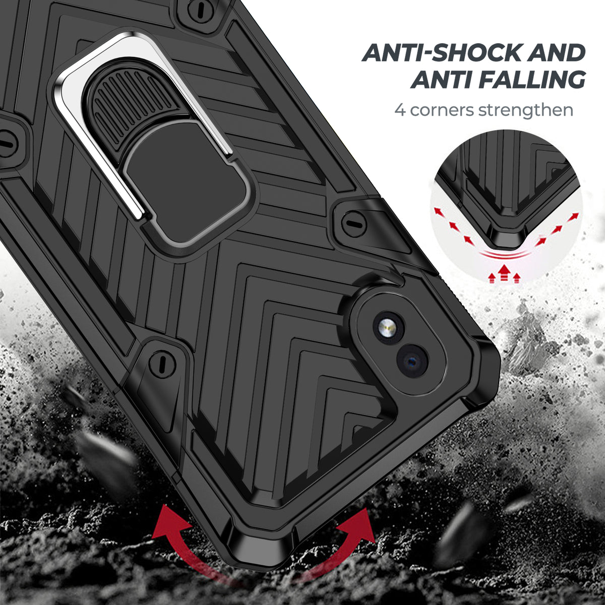 Samsung Galaxy A01 Core Rugged Tough Case Shockproof Hybrid Cover BLACK
