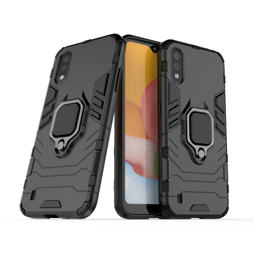 Samsung Galaxy A01 Rugged Tough Case Shockproof Hybrid Cover BLACK