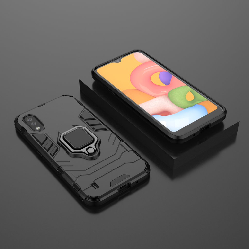 Samsung Galaxy A01 Rugged Tough Case Shockproof Hybrid Cover BLACK