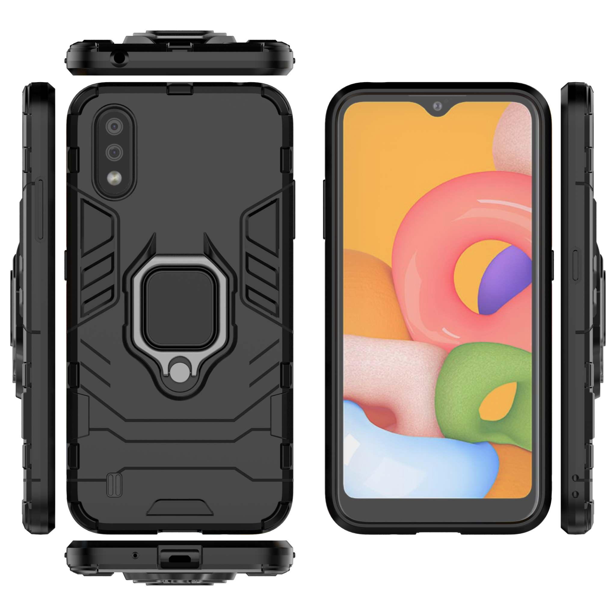 Samsung Galaxy A01 Rugged Tough Case Shockproof Hybrid Cover BLACK