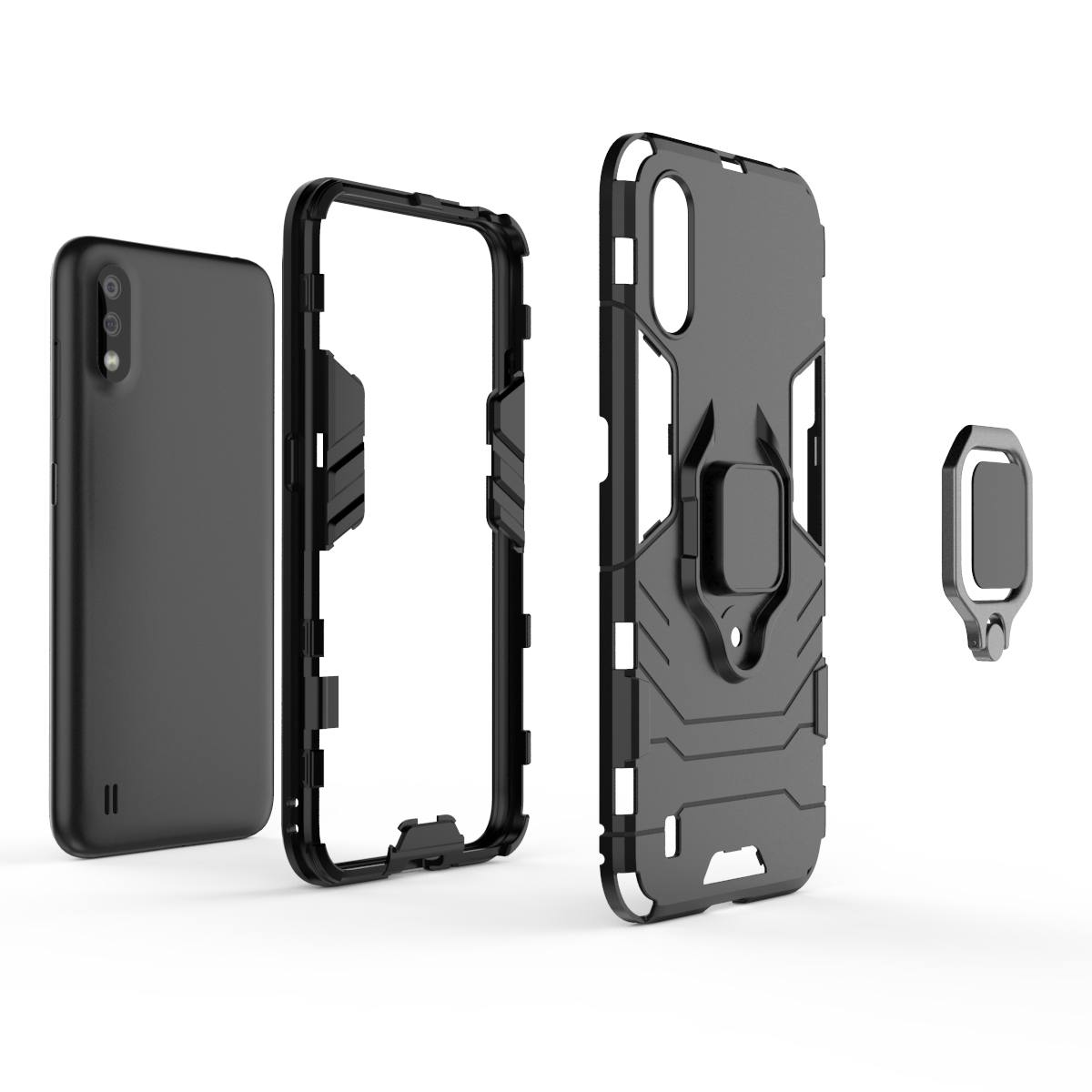 Samsung Galaxy A01 Rugged Tough Case Shockproof Hybrid Cover RED