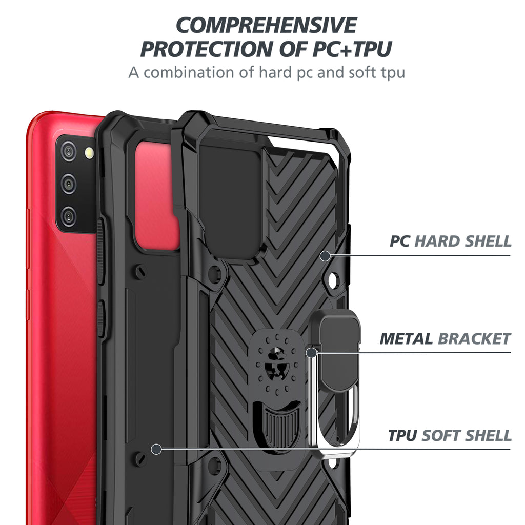 Samsung Galaxy A02S Rugged Tough Case Shockproof Hybrid Cover BLACK