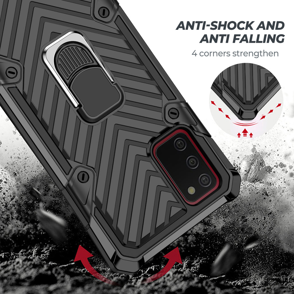 Samsung Galaxy A02S Rugged Tough Case Shockproof Hybrid Cover BLACK
