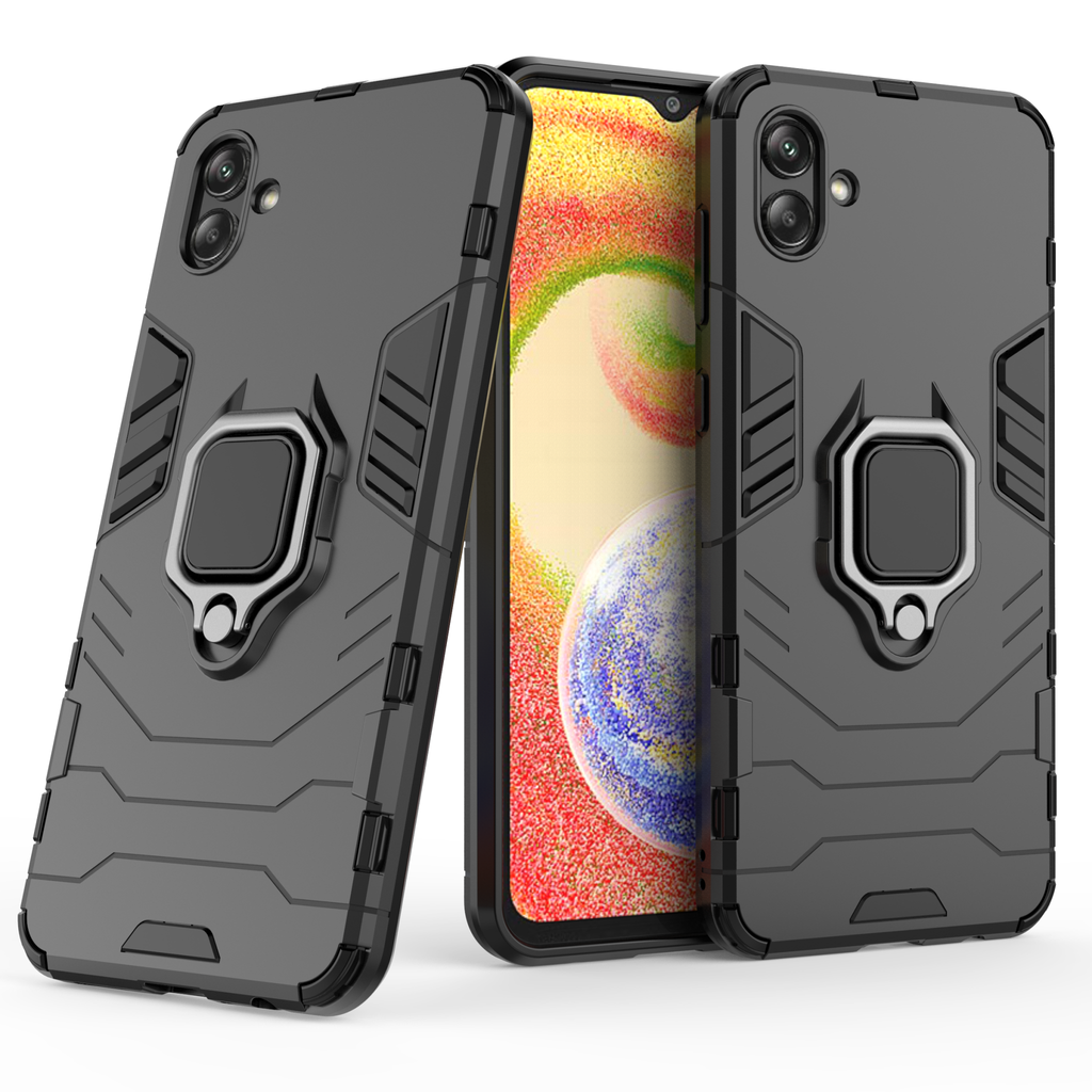 Samsung Galaxy A04 Rugged Tough Case Shockproof Hybrid Cover BLACK
