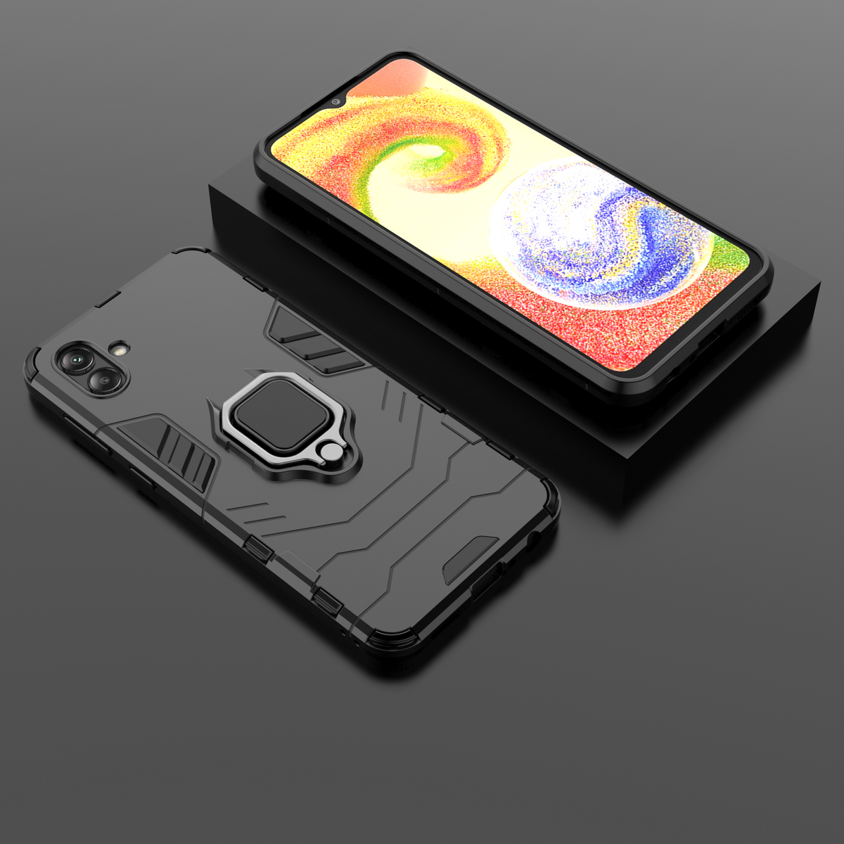 Samsung Galaxy A04 Rugged Tough Case Shockproof Hybrid Cover BLACK
