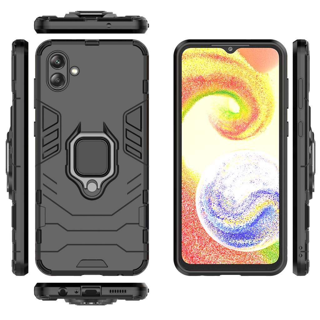 Samsung Galaxy A04 Rugged Tough Case Shockproof Hybrid Cover BLACK