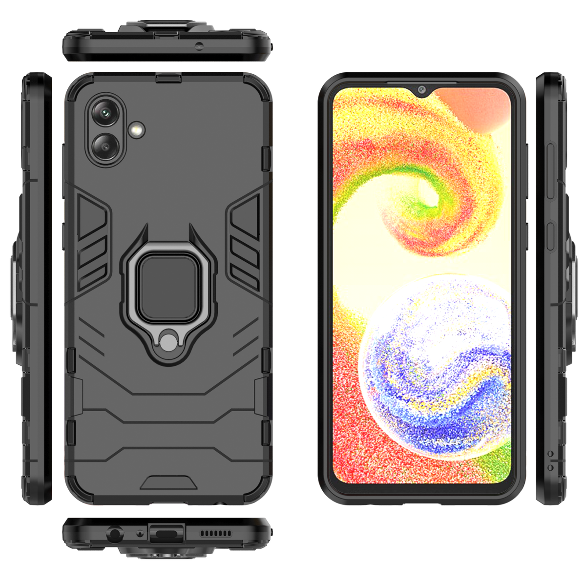 Samsung Galaxy A04 Rugged Tough Case Shockproof Hybrid Cover BLACK