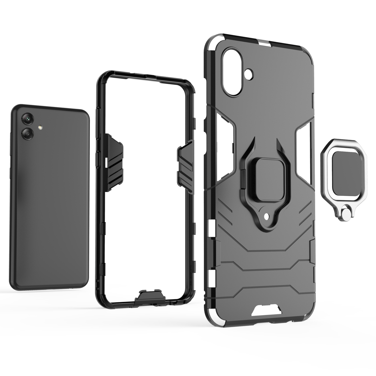 Samsung Galaxy A04 Rugged Tough Case Shockproof Hybrid Cover BLACK