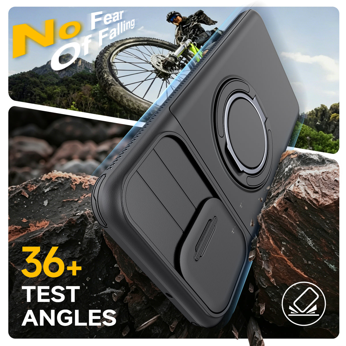 Samsung Galaxy A06 Rugged Shockproof Case Kickstand Card Cover BLACK