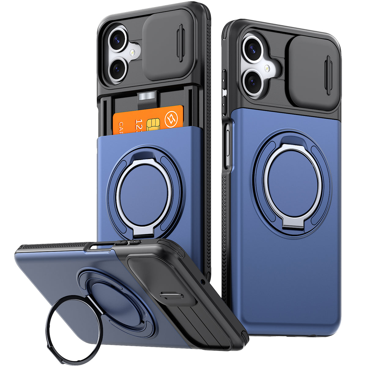 Samsung Galaxy A06 Rugged Shockproof Case Kickstand Card Cover BLUE