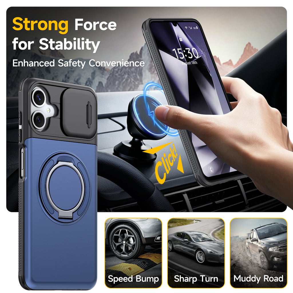 Samsung Galaxy A06 Rugged Shockproof Case Kickstand Card Cover BLUE