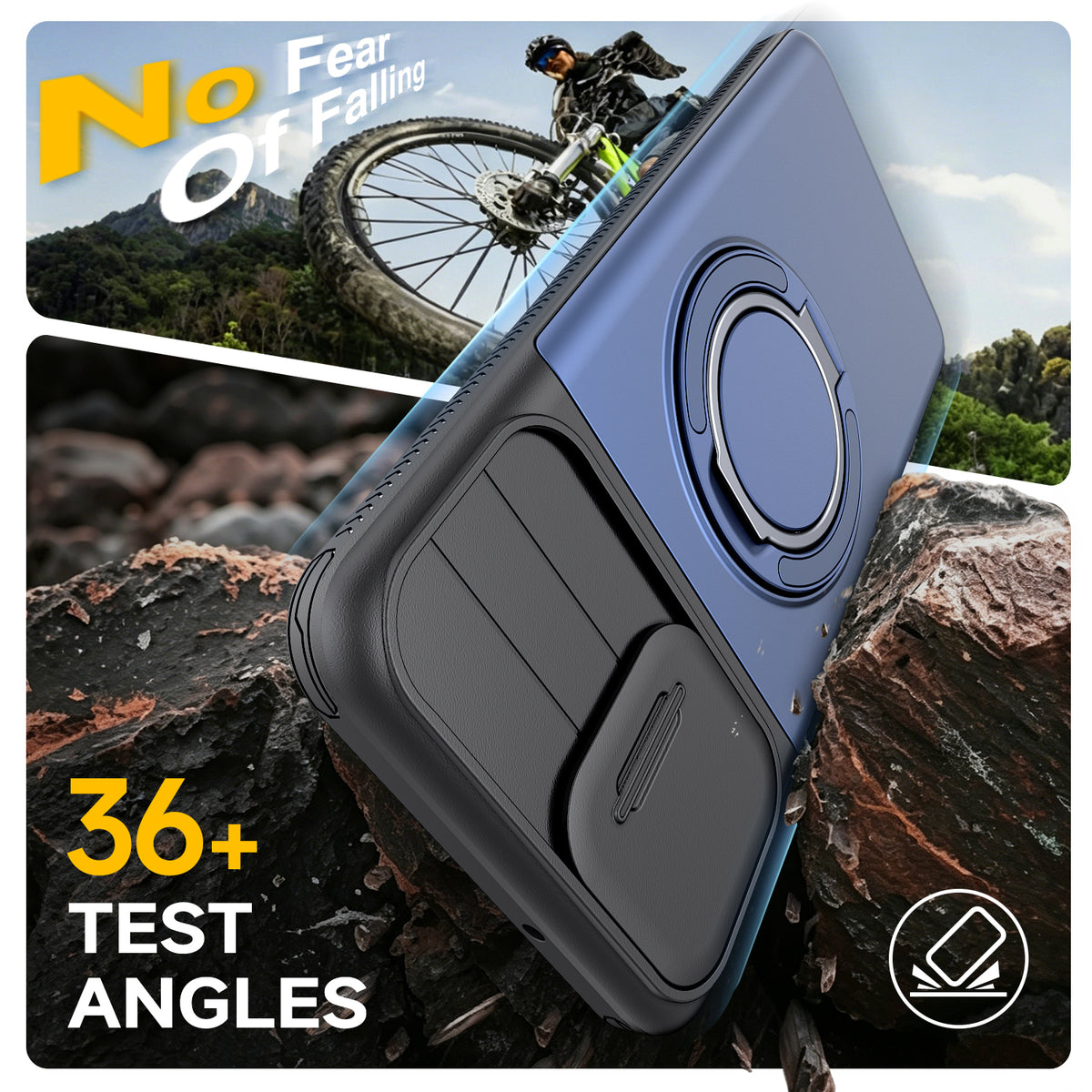 Samsung Galaxy A06 Rugged Shockproof Case Kickstand Card Cover BLUE