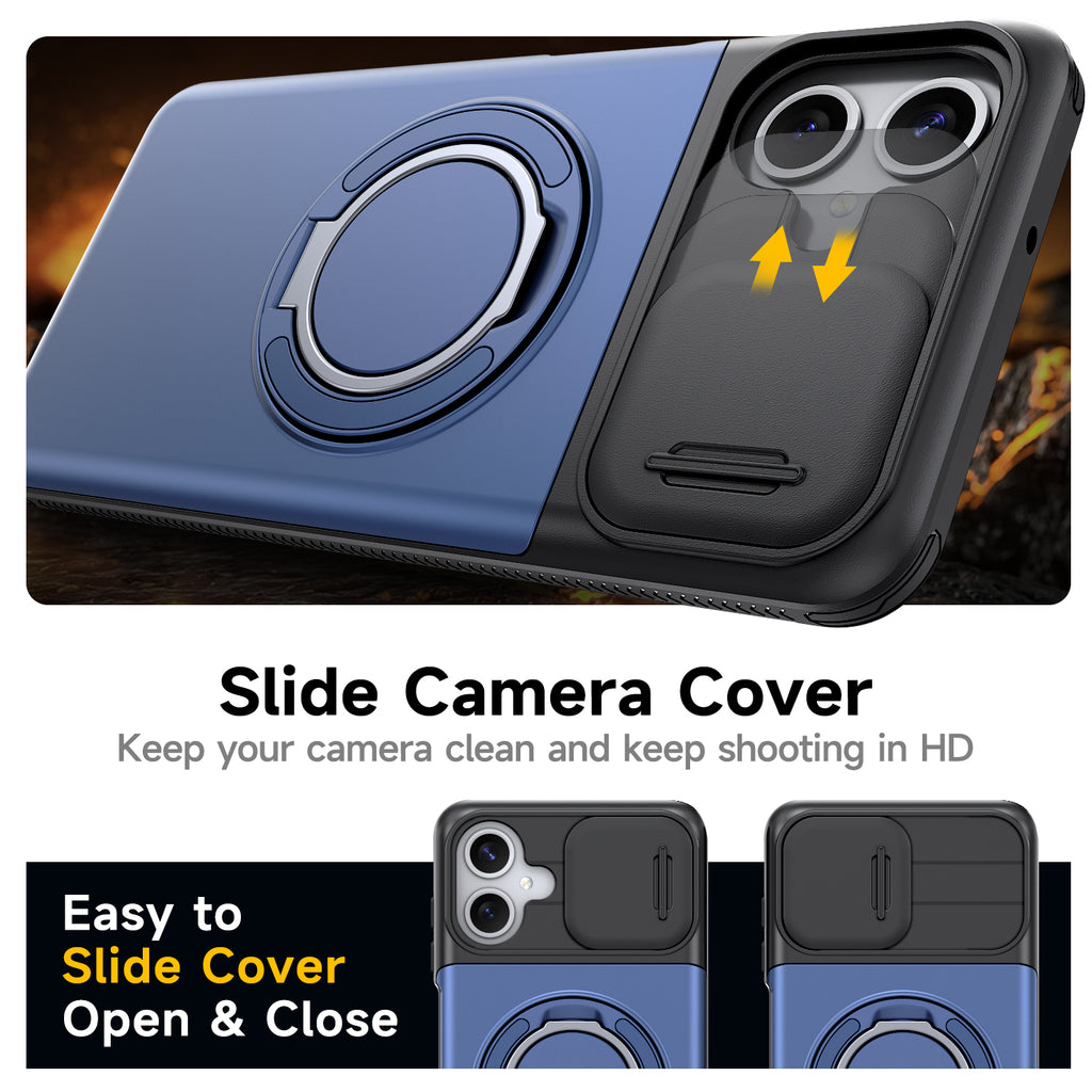 Samsung Galaxy A06 Rugged Shockproof Case Kickstand Card Cover BLUE
