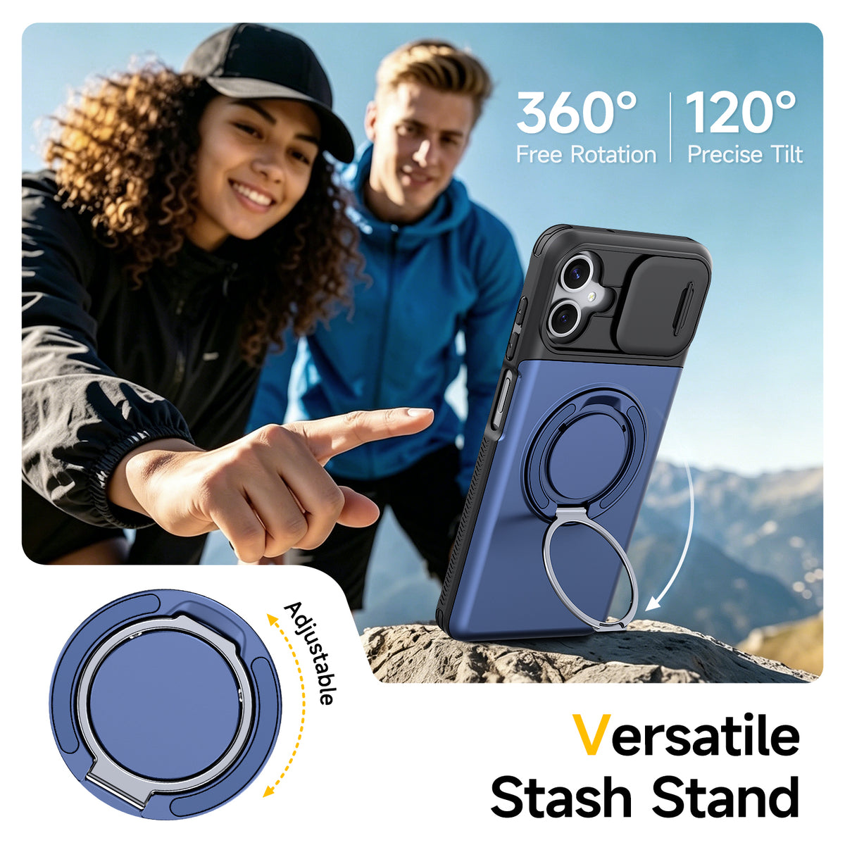 Samsung Galaxy A06 Rugged Shockproof Case Kickstand Card Cover BLUE