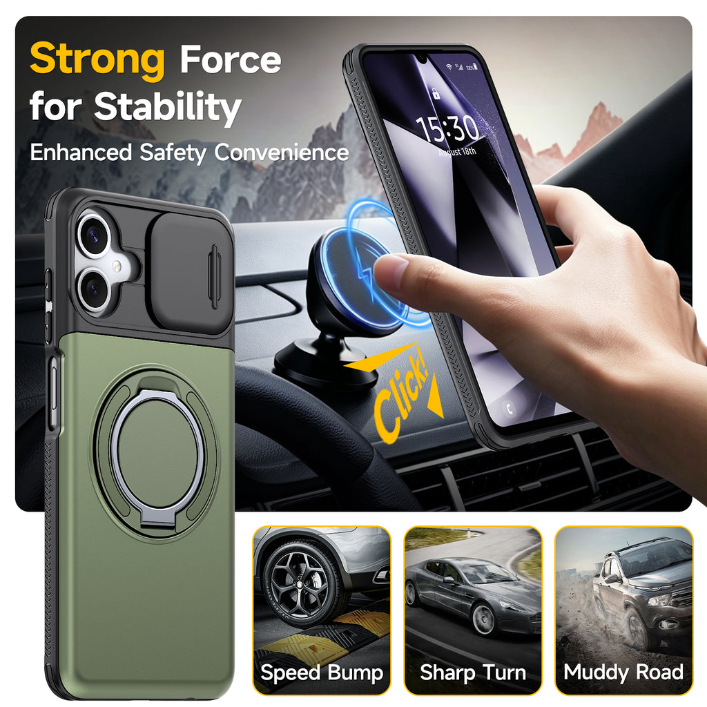 Samsung Galaxy A06 Rugged Shockproof Case Kickstand Card Cover GREEN