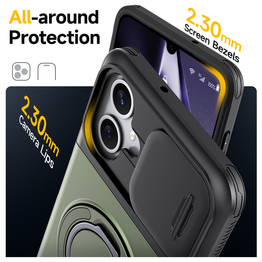 Samsung Galaxy A06 Rugged Shockproof Case Kickstand Card Cover GREEN