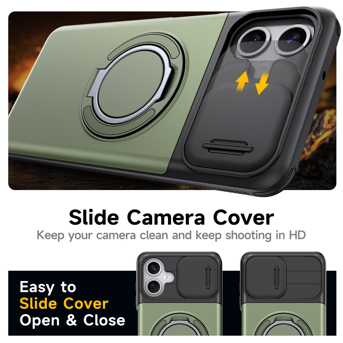 Samsung Galaxy A06 Rugged Shockproof Case Kickstand Card Cover GREEN