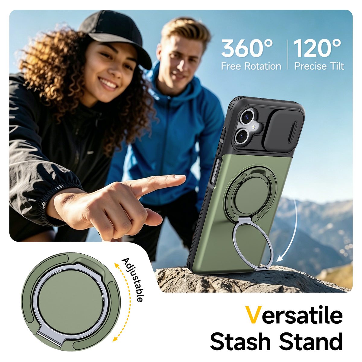 Samsung Galaxy A06 Rugged Shockproof Case Kickstand Card Cover GREEN