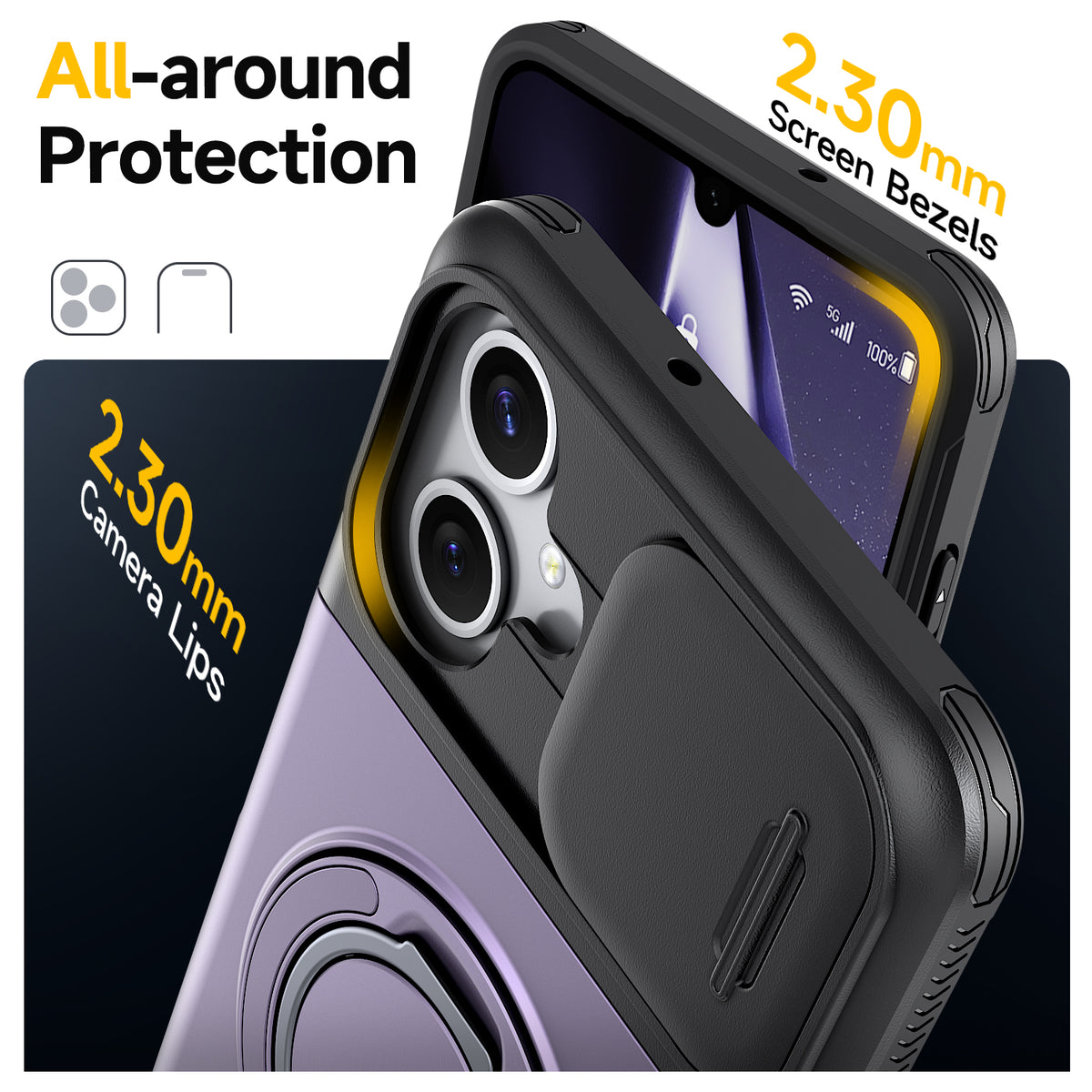 Samsung Galaxy A06 Rugged Shockproof Case Kickstand Card Cover PURPLE