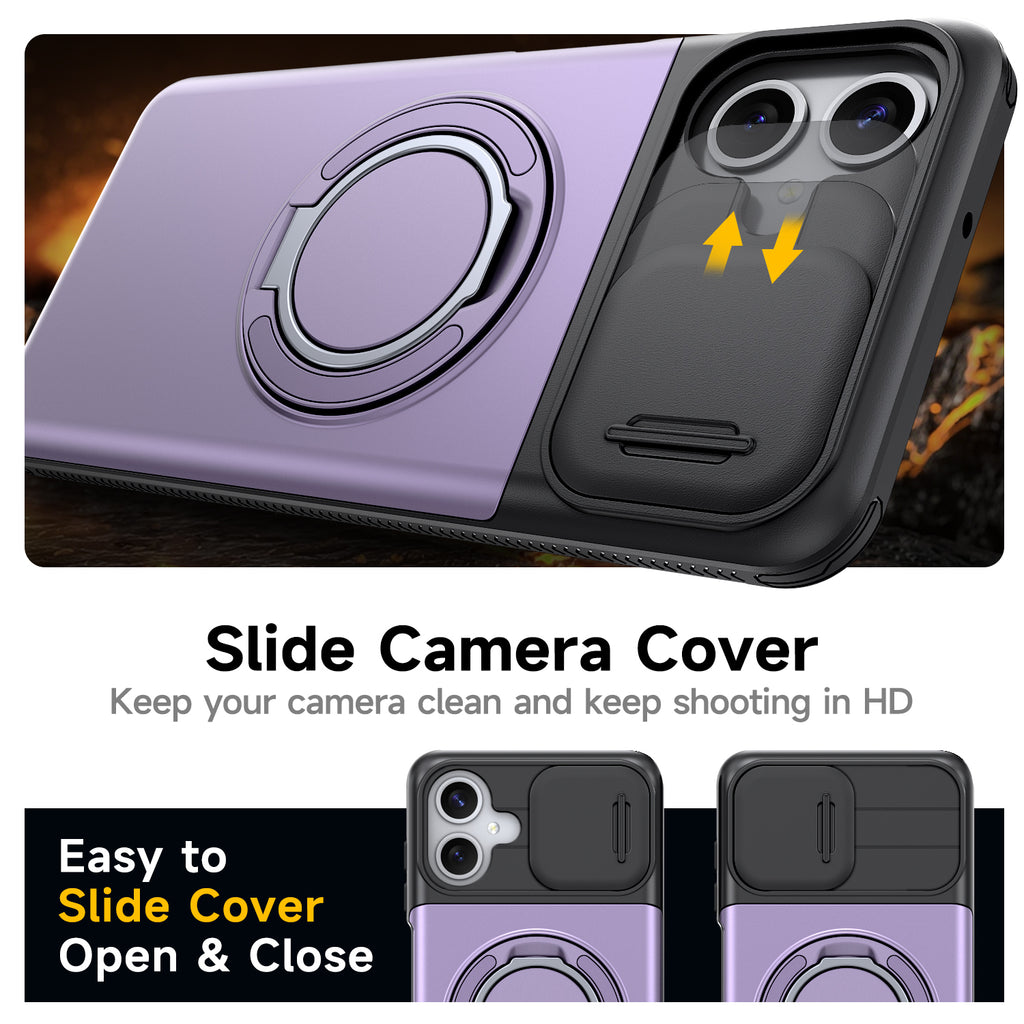 Samsung Galaxy A06 Rugged Shockproof Case Kickstand Card Cover PURPLE