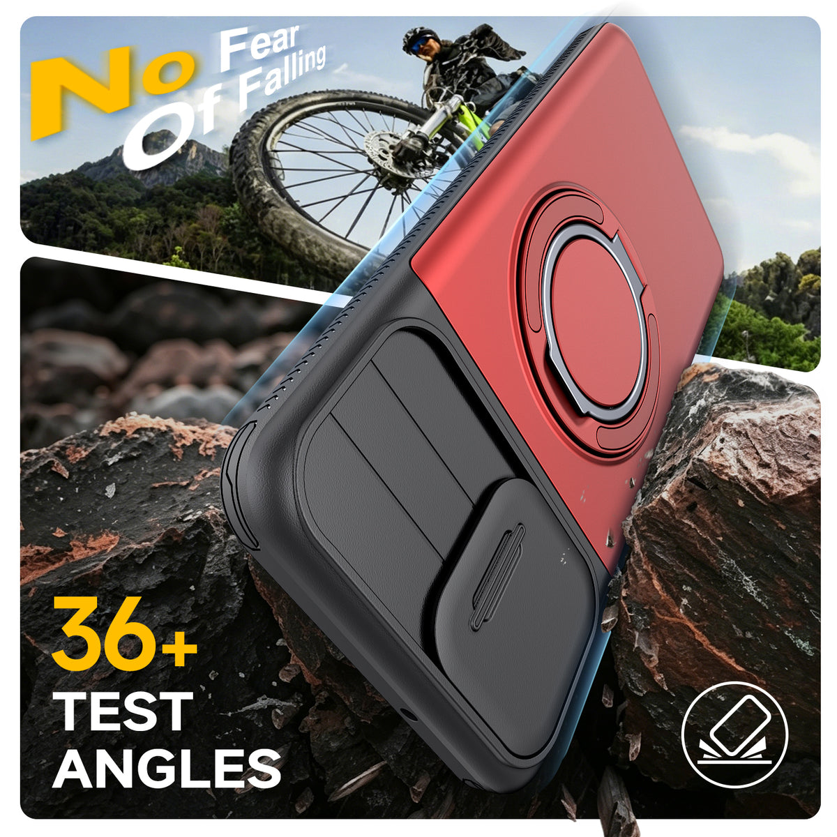 Samsung Galaxy A06 Rugged Shockproof Case Kickstand Card Cover RED