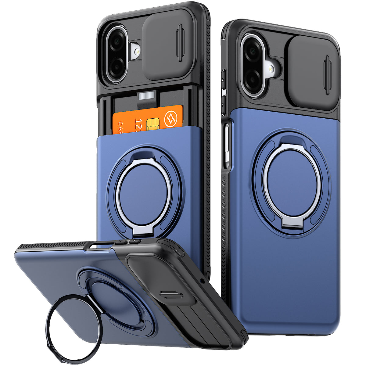 Samsung Galaxy A07 Rugged Shockproof Case Kickstand Card Cover BLUE
