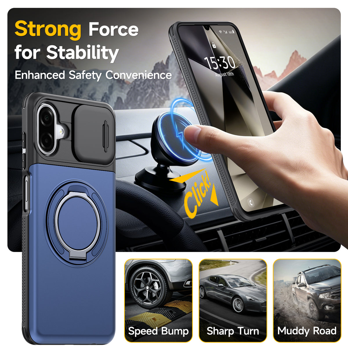 Samsung Galaxy A07 Rugged Shockproof Case Kickstand Card Cover BLUE