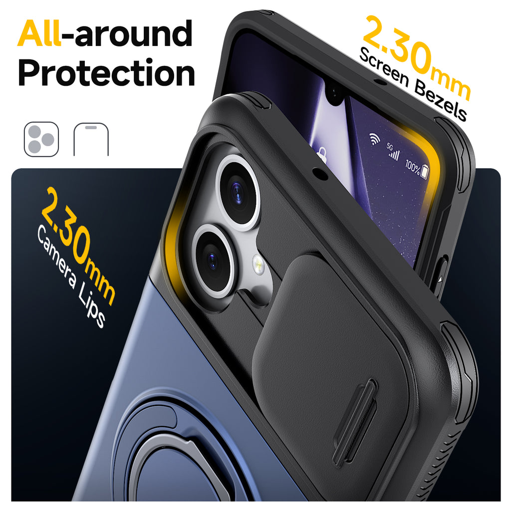 Samsung Galaxy A07 Rugged Shockproof Case Kickstand Card Cover BLUE