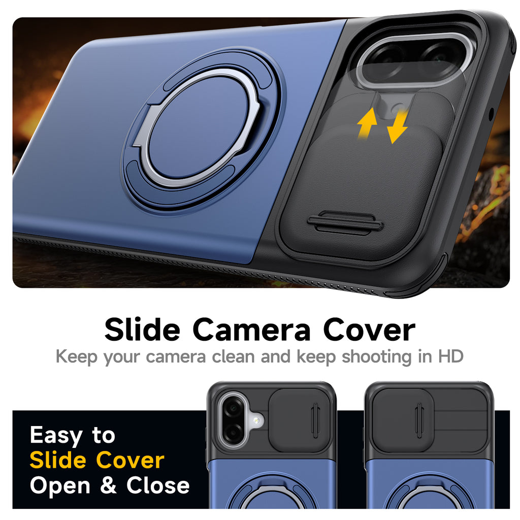 Samsung Galaxy A07 Rugged Shockproof Case Kickstand Card Cover BLUE