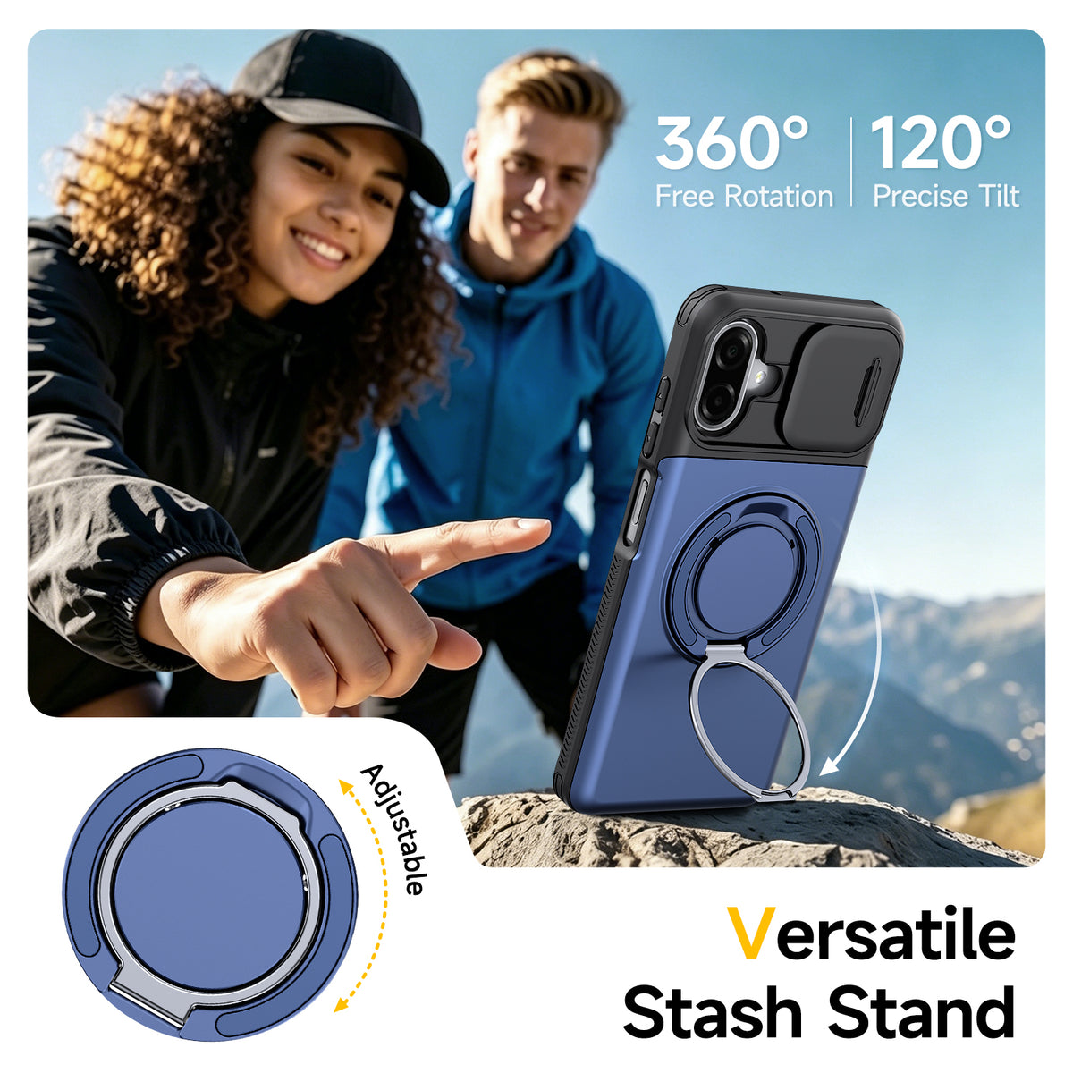 Samsung Galaxy A07 Rugged Shockproof Case Kickstand Card Cover BLUE