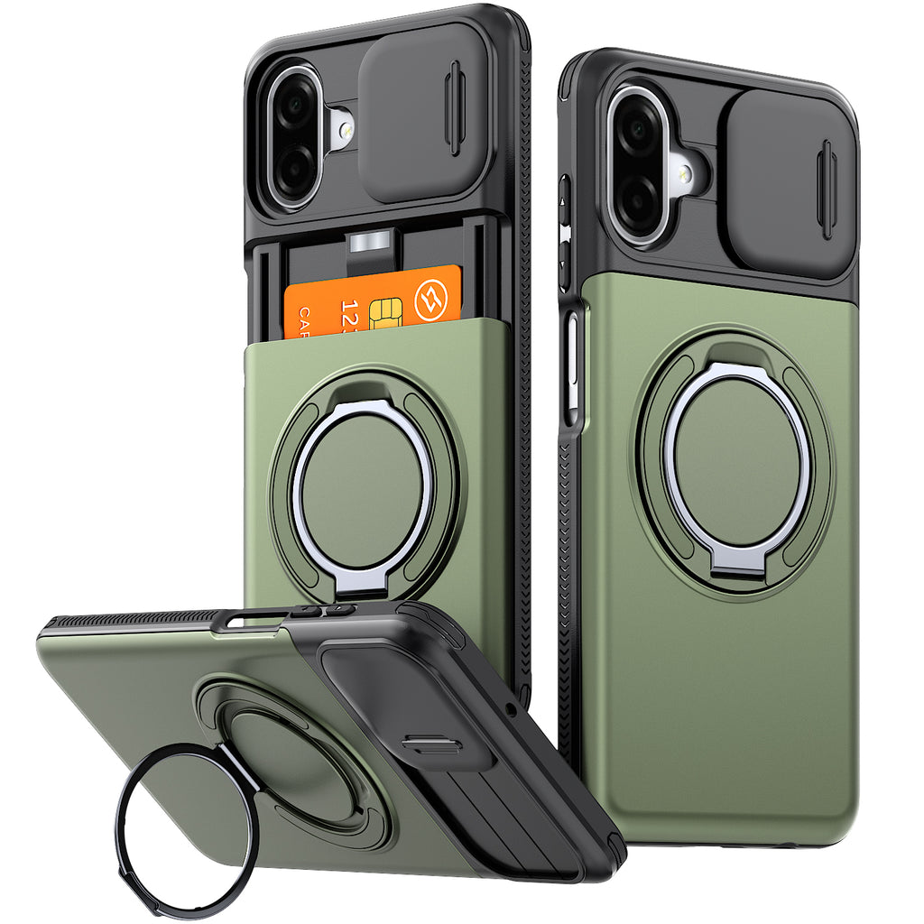 Samsung Galaxy A07 Rugged Shockproof Case Kickstand Card Cover GREEN