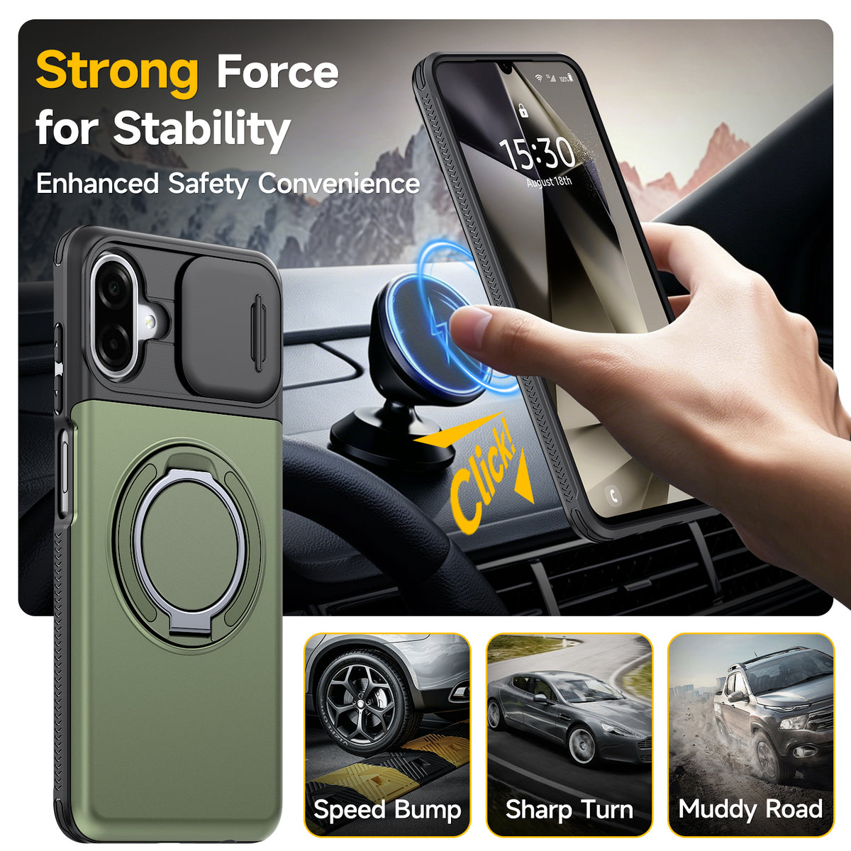 Samsung Galaxy A07 Rugged Shockproof Case Kickstand Card Cover GREEN