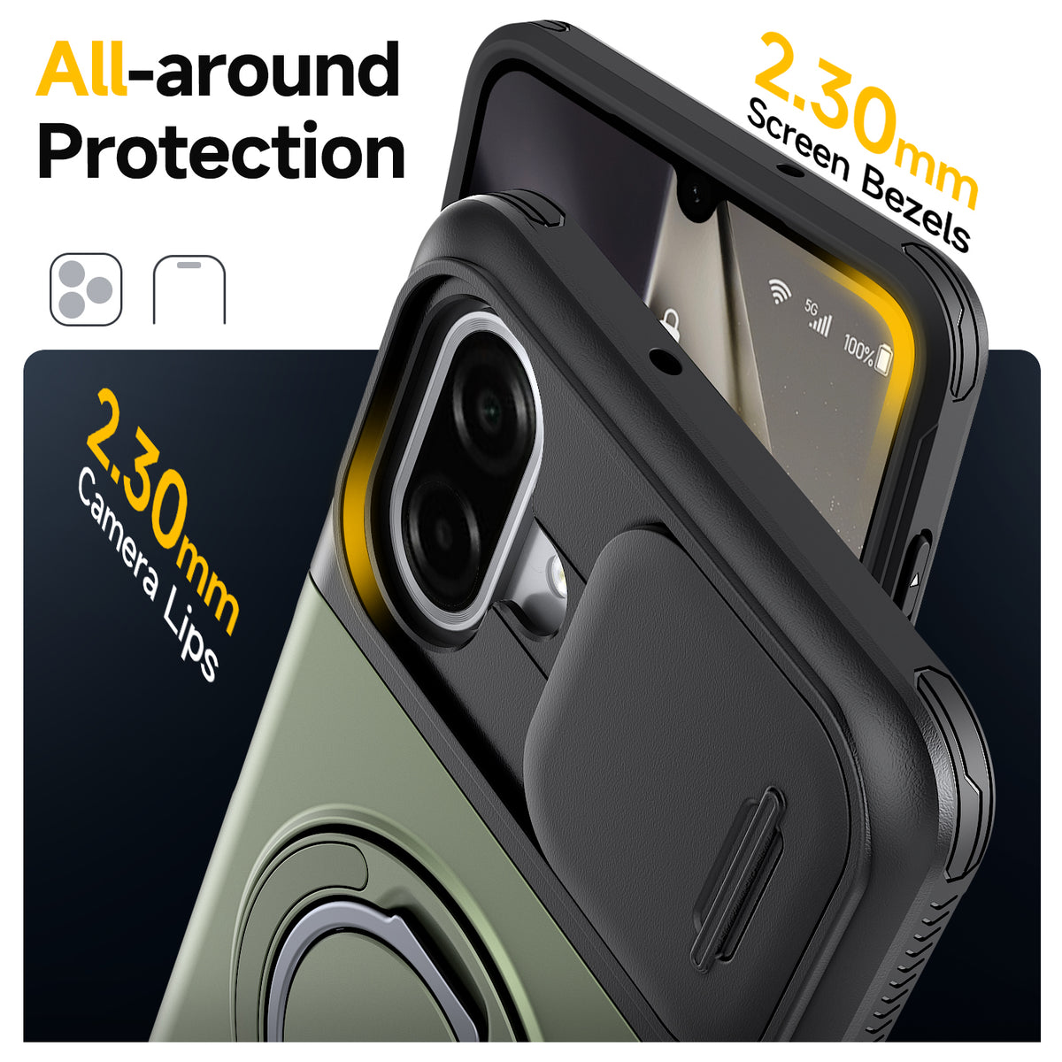 Samsung Galaxy A07 Rugged Shockproof Case Kickstand Card Cover GREEN