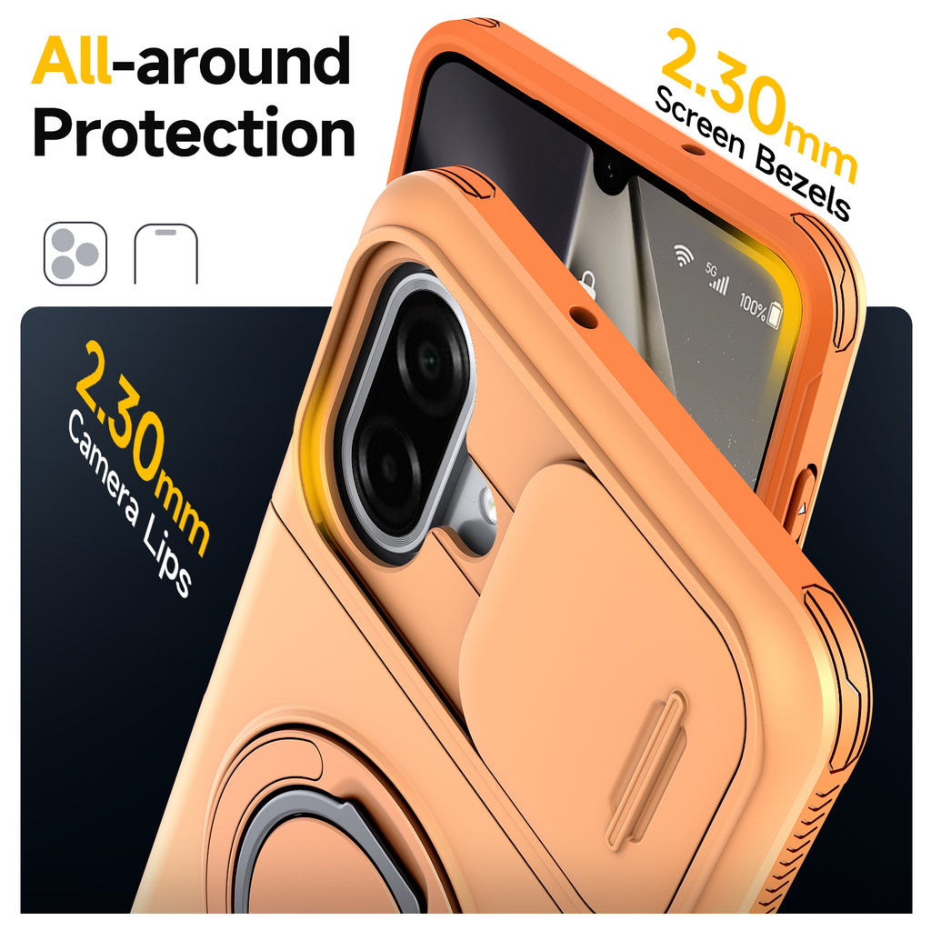 Samsung Galaxy A07 Rugged Shockproof Case Kickstand Card Cover ORANGE