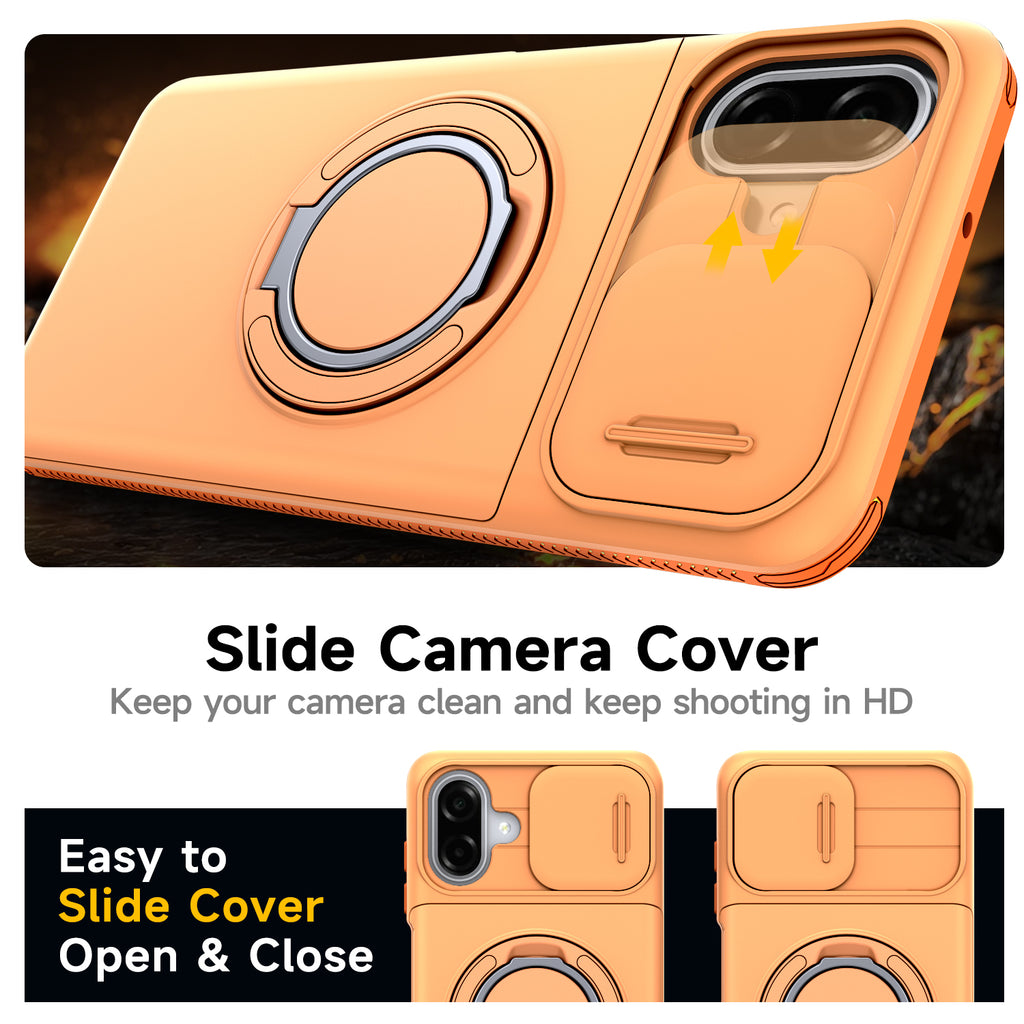 Samsung Galaxy A07 Rugged Shockproof Case Kickstand Card Cover ORANGE