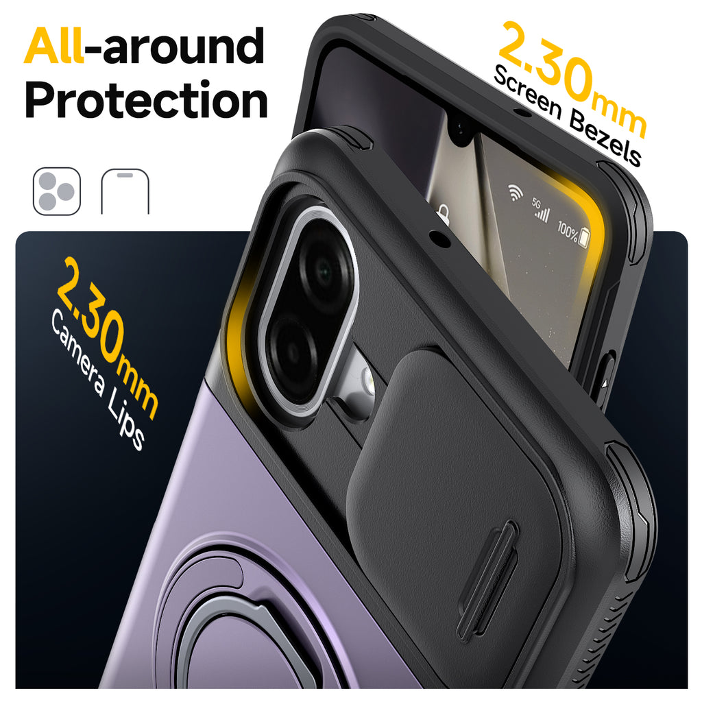 Samsung Galaxy A07 Rugged Shockproof Case Kickstand Card Cover PURPLE
