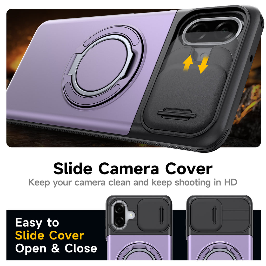 Samsung Galaxy A07 Rugged Shockproof Case Kickstand Card Cover PURPLE
