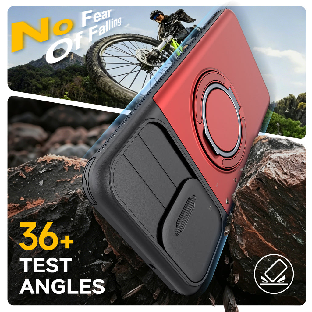 Samsung Galaxy A07 Rugged Shockproof Case Kickstand Card Cover RED