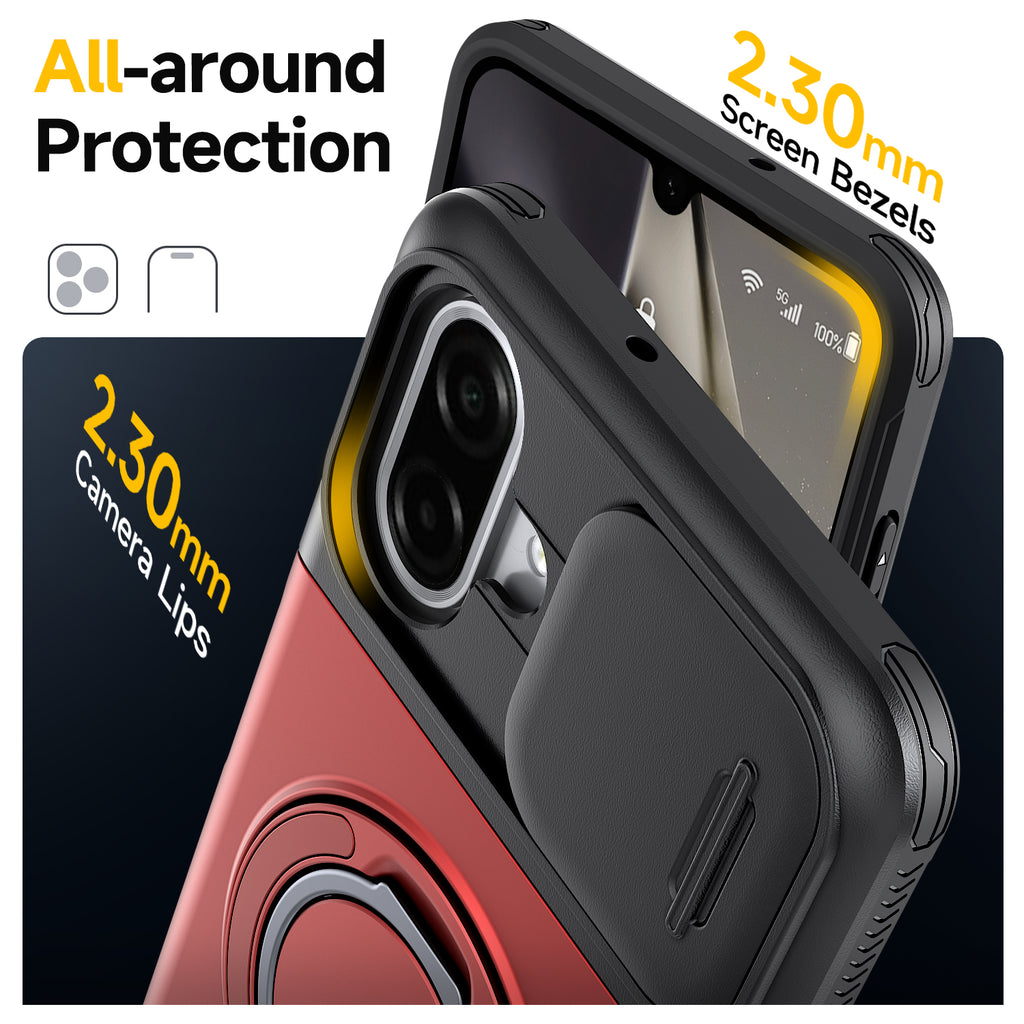 Samsung Galaxy A07 Rugged Shockproof Case Kickstand Card Cover RED