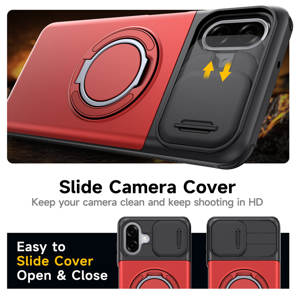 Samsung Galaxy A07 Rugged Shockproof Case Kickstand Card Cover RED