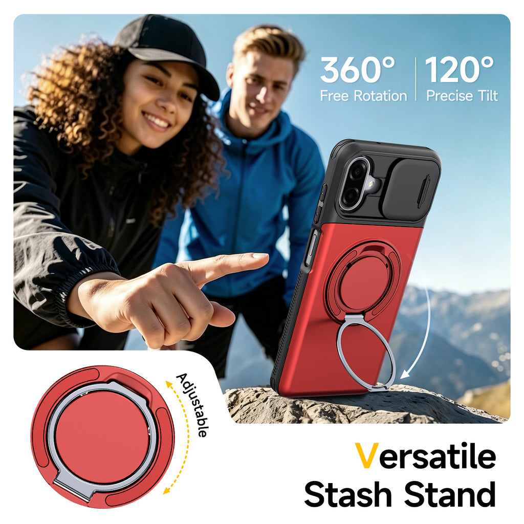Samsung Galaxy A07 Rugged Shockproof Case Kickstand Card Cover RED