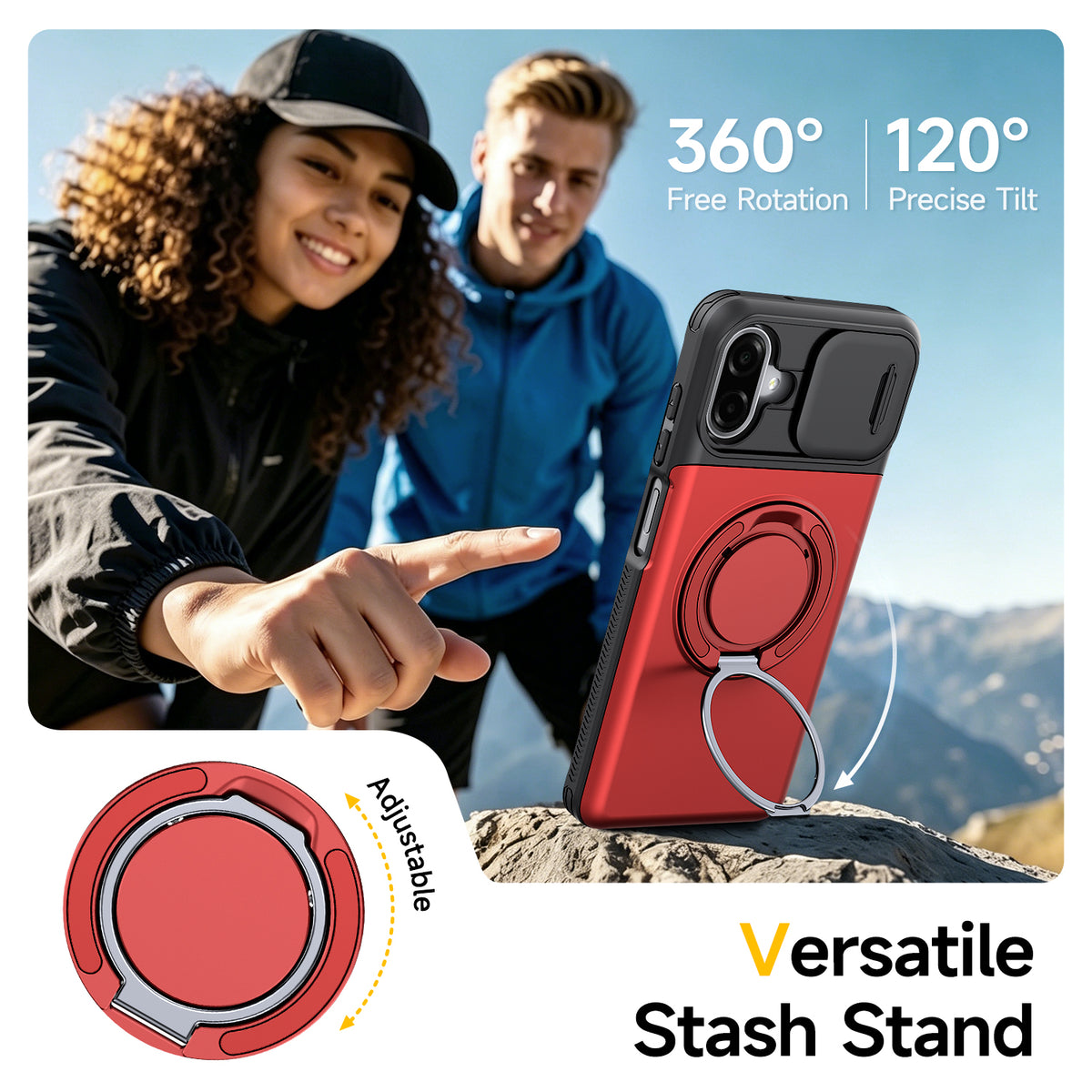 Samsung Galaxy A07 Rugged Shockproof Case Kickstand Card Cover RED