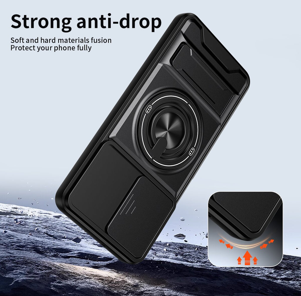 Samsung A07 Magnetic Kickstand Case with Camera Slide Cover RED