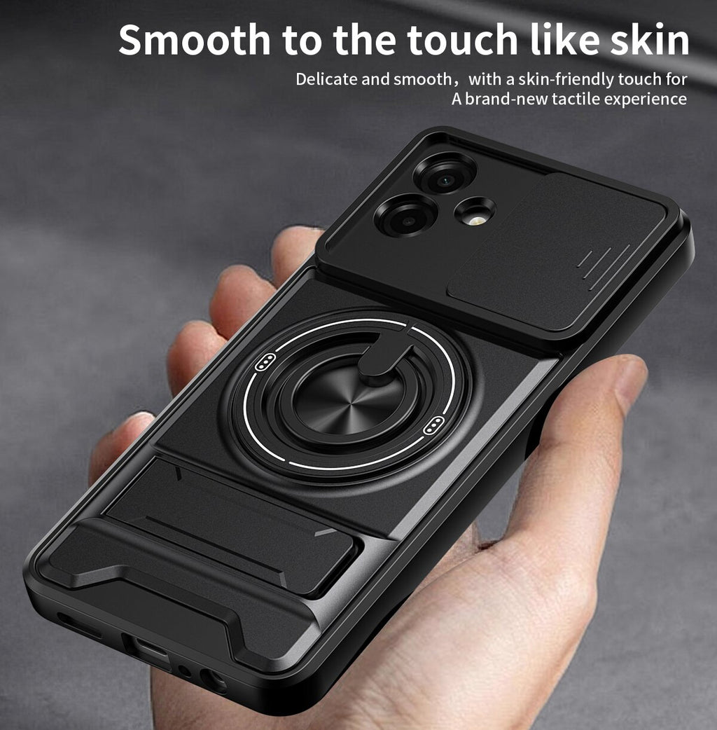 Samsung A07 Magnetic Kickstand Case with Camera Slide Cover RED