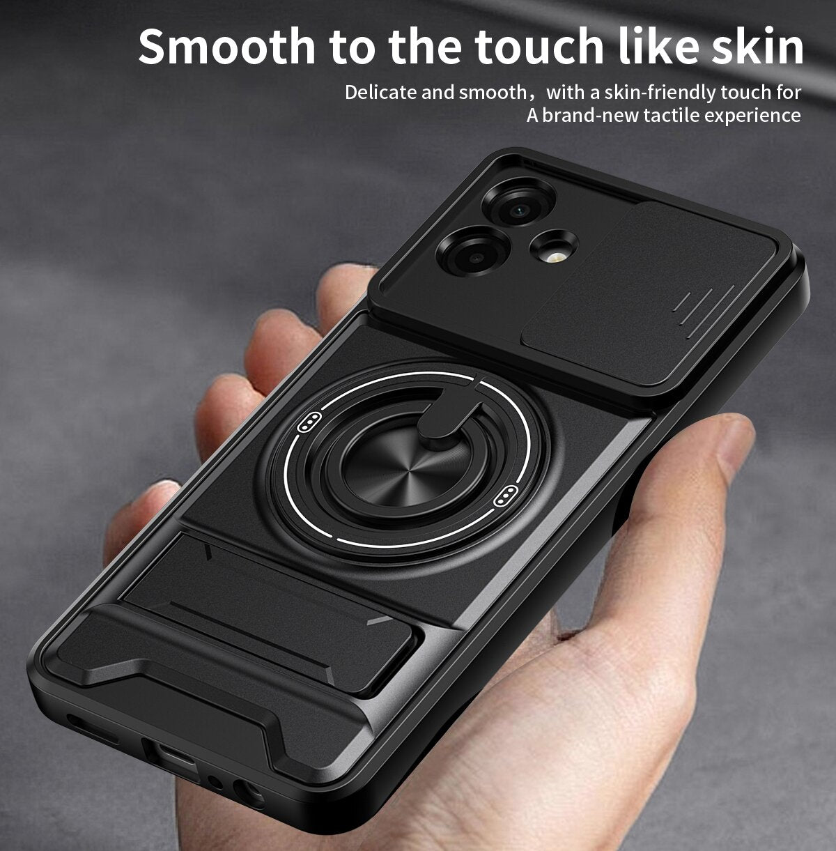 Samsung A07 Magnetic Kickstand Case with Camera Slide Cover RED
