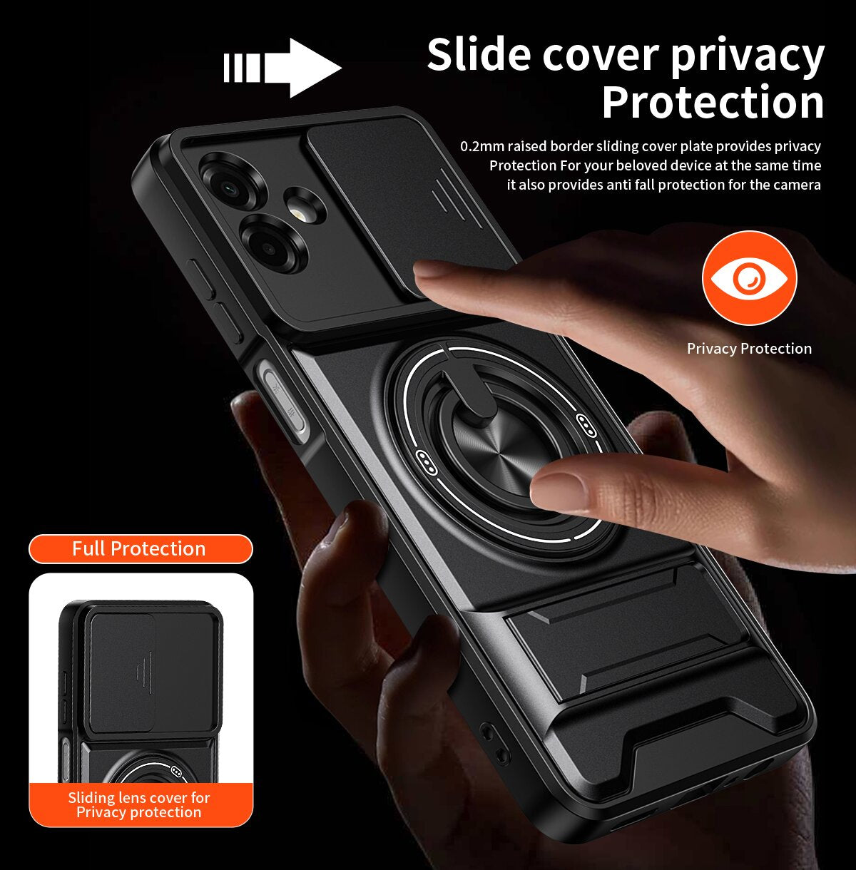 Samsung A07 Magnetic Kickstand Case with Camera Slide Cover RED