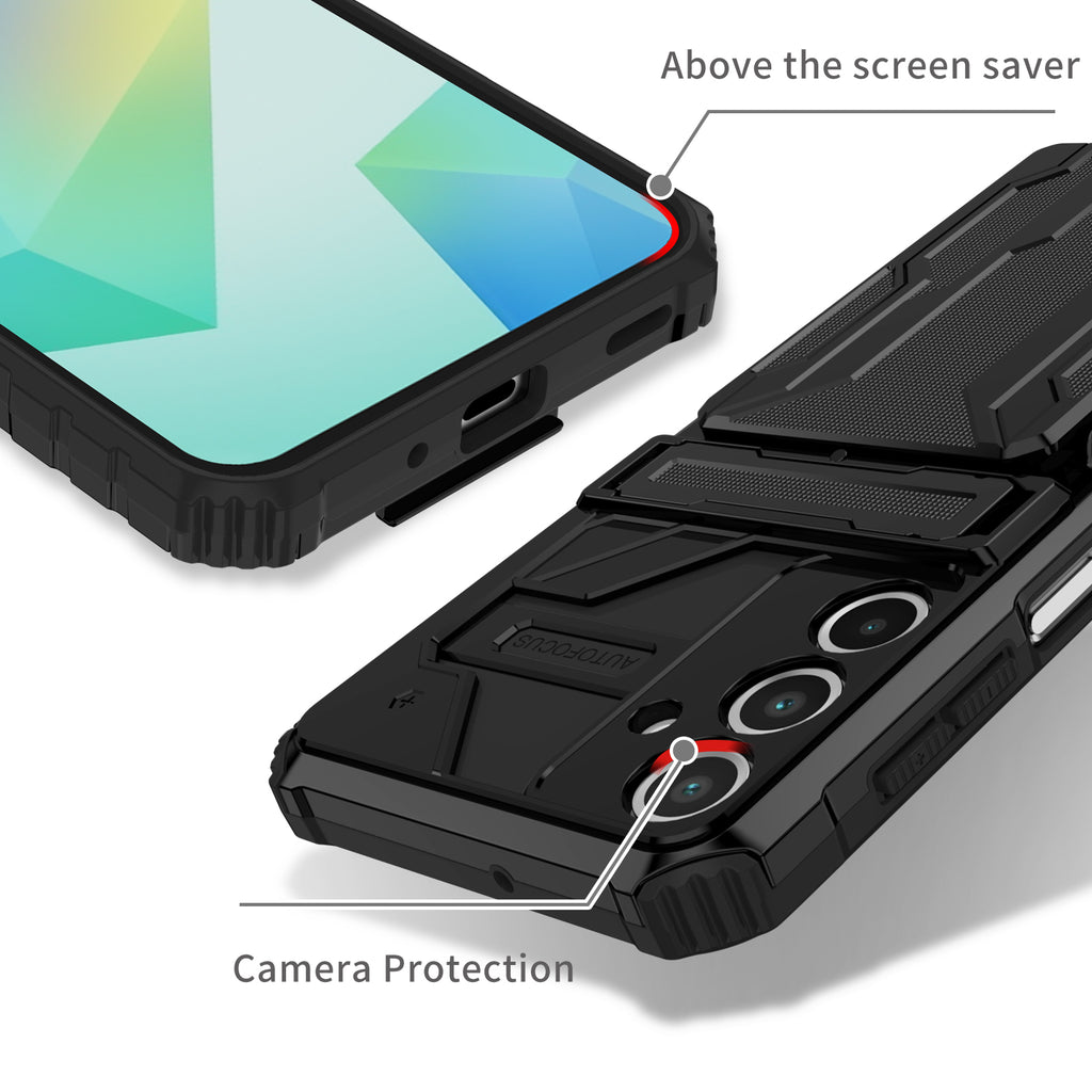 Samsung A17 Heavy Duty Kickstand Case Shockproof Card Holder BLACK