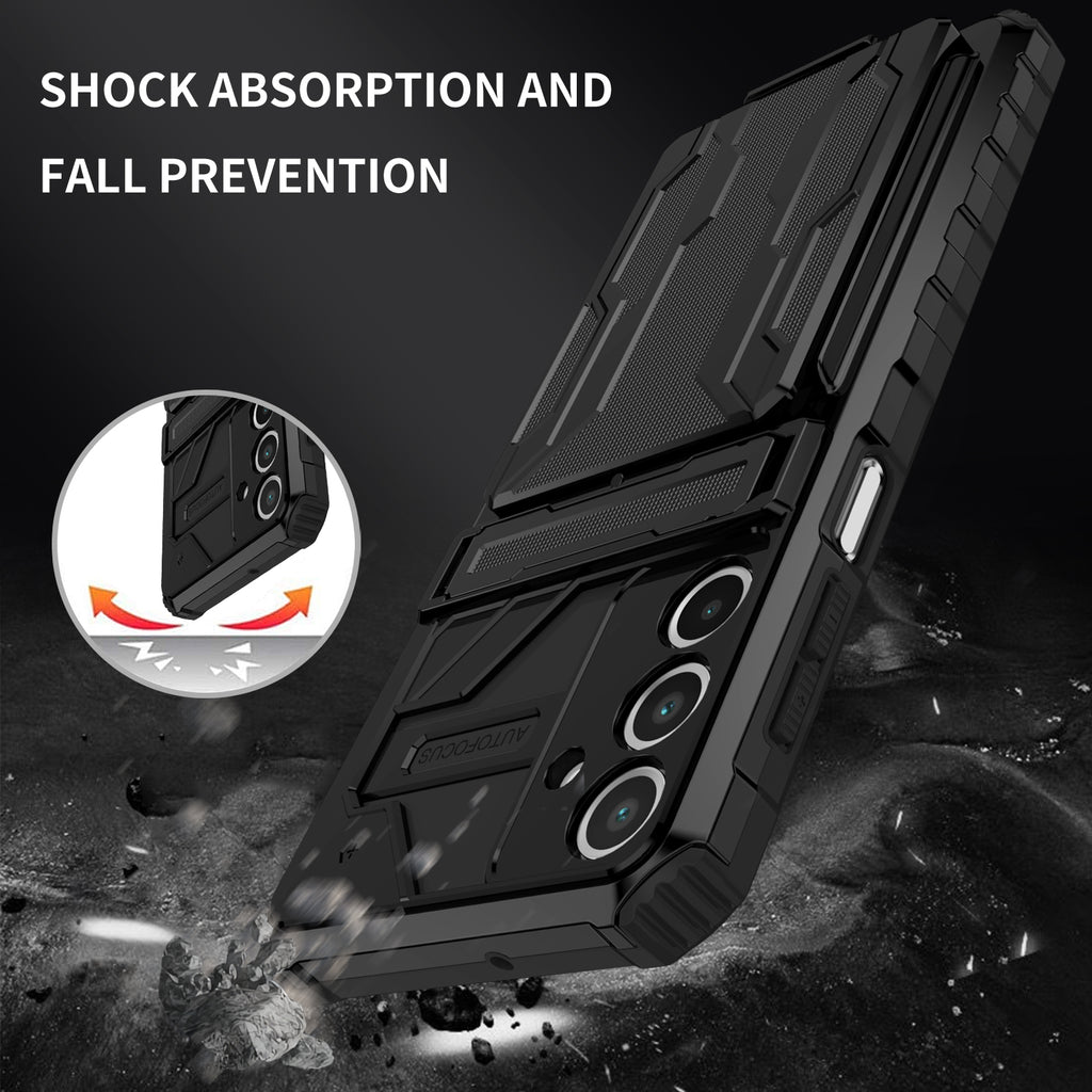 Samsung A17 Heavy Duty Kickstand Case Shockproof Card Holder BLACK