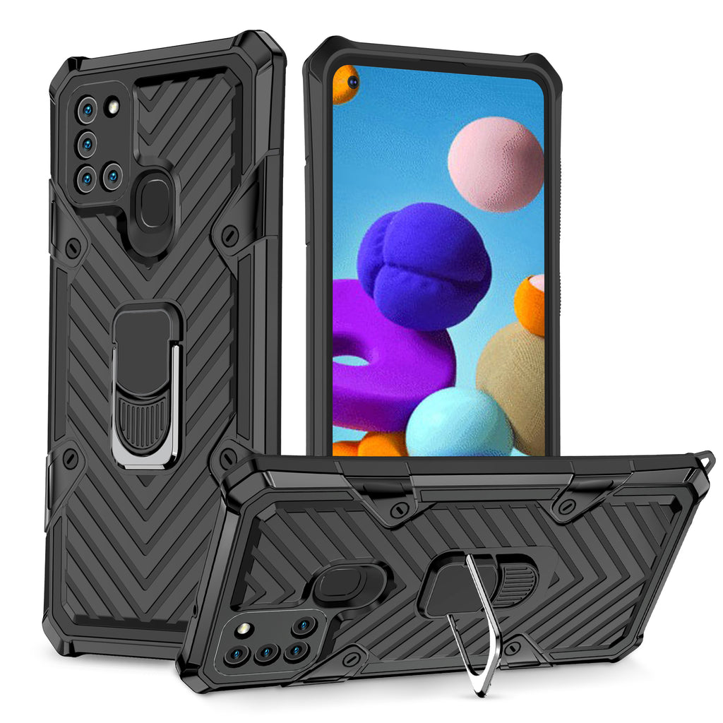 Samsung Galaxy A21S Rugged Tough Case Shockproof Hybrid Cover BLACK